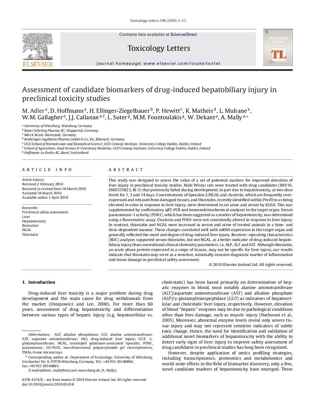 Assessment of candidate biomarkers of drug-induced hepatobiliary injury in preclinical toxicity studies