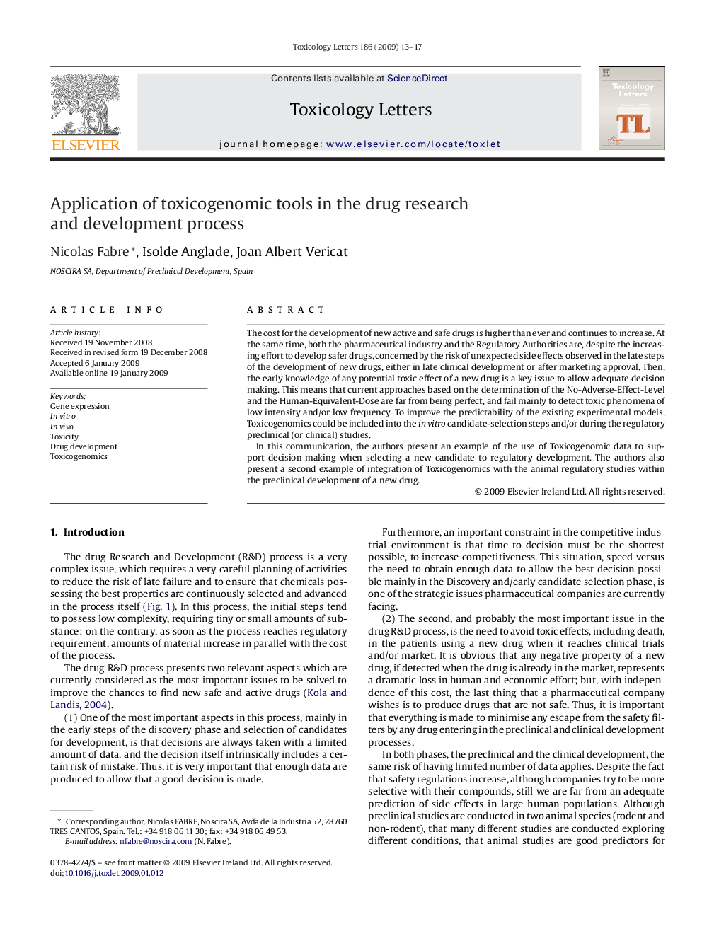 Application of toxicogenomic tools in the drug research and development process