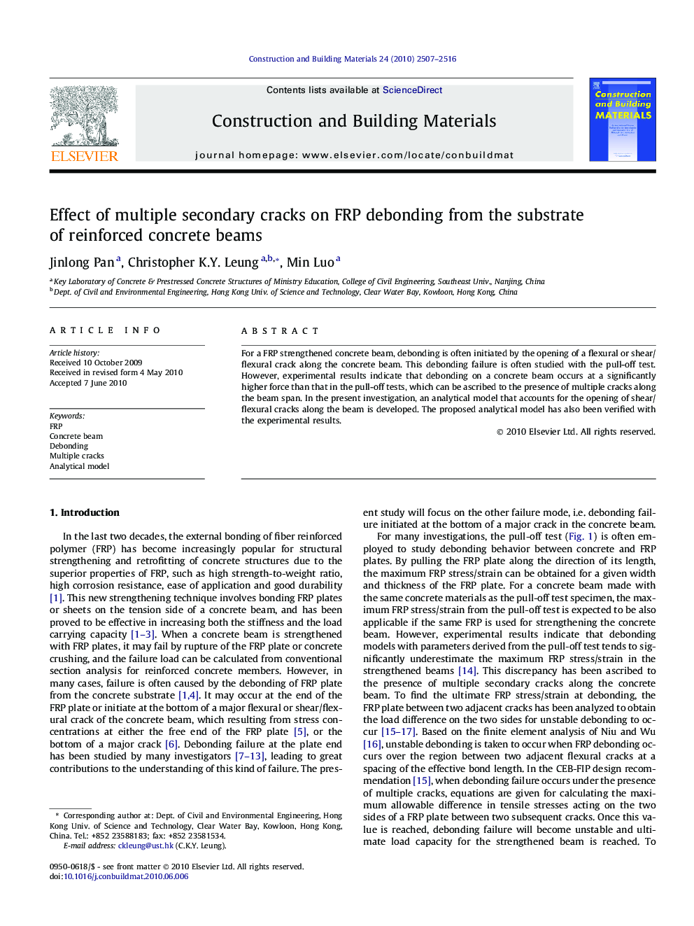 Effect of multiple secondary cracks on FRP debonding from the substrate of reinforced concrete beams