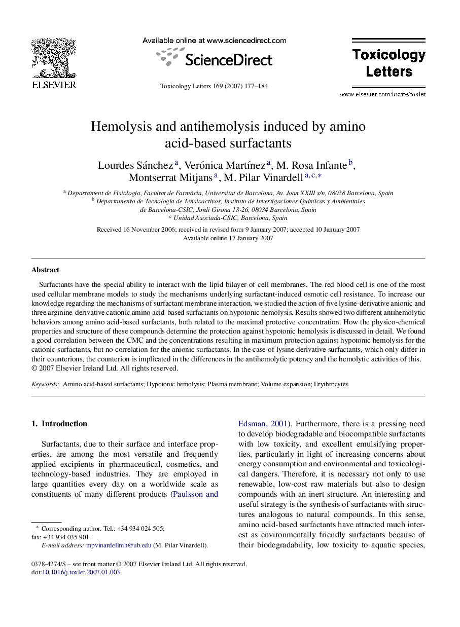 Hemolysis and antihemolysis induced by amino acid-based surfactants