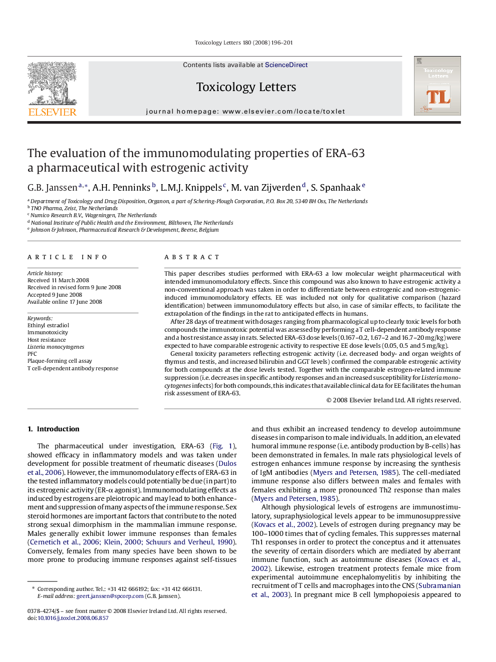 The evaluation of the immunomodulating properties of ERA-63 a pharmaceutical with estrogenic activity