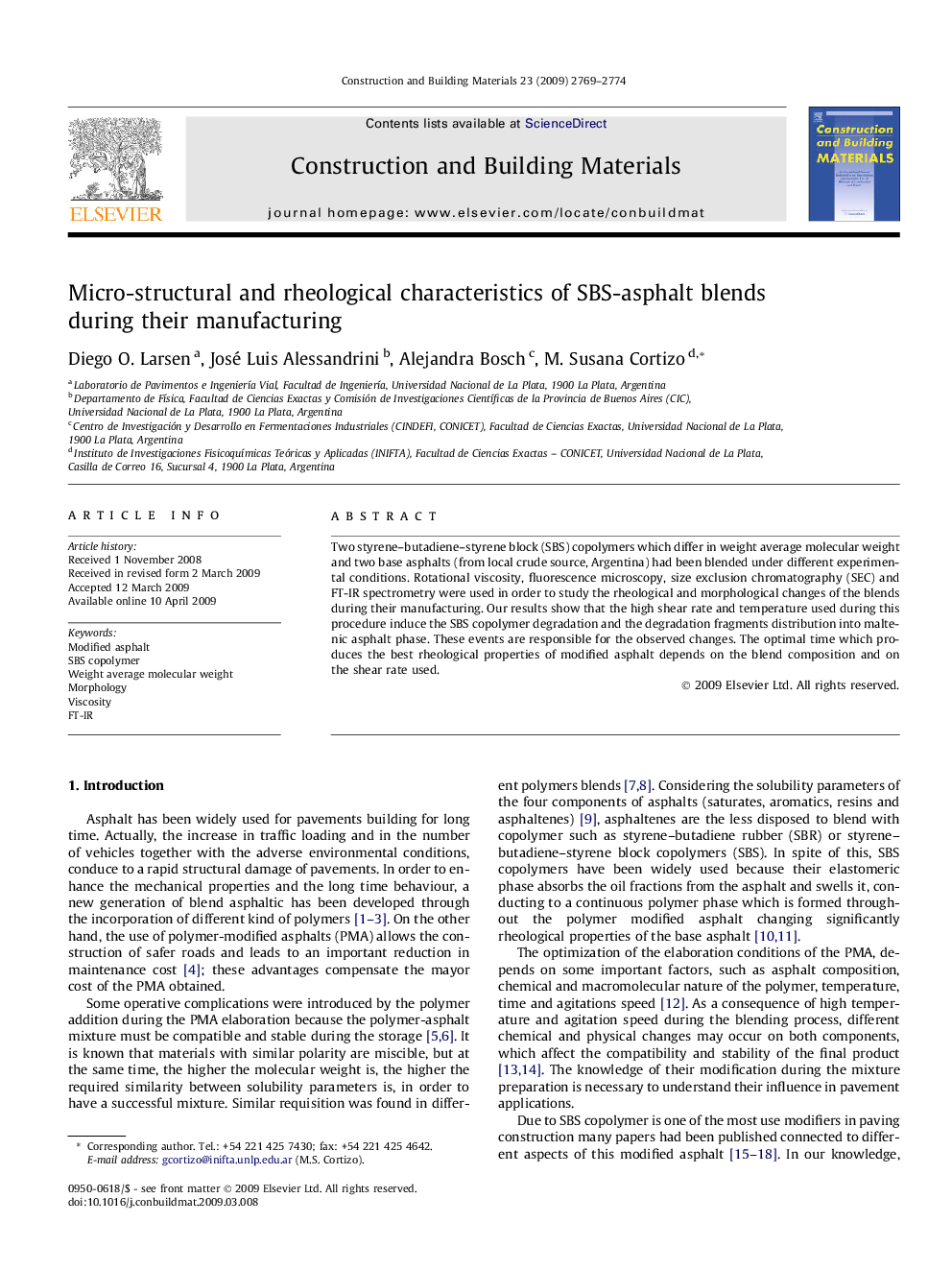 Micro-structural and rheological characteristics of SBS-asphalt blends during their manufacturing