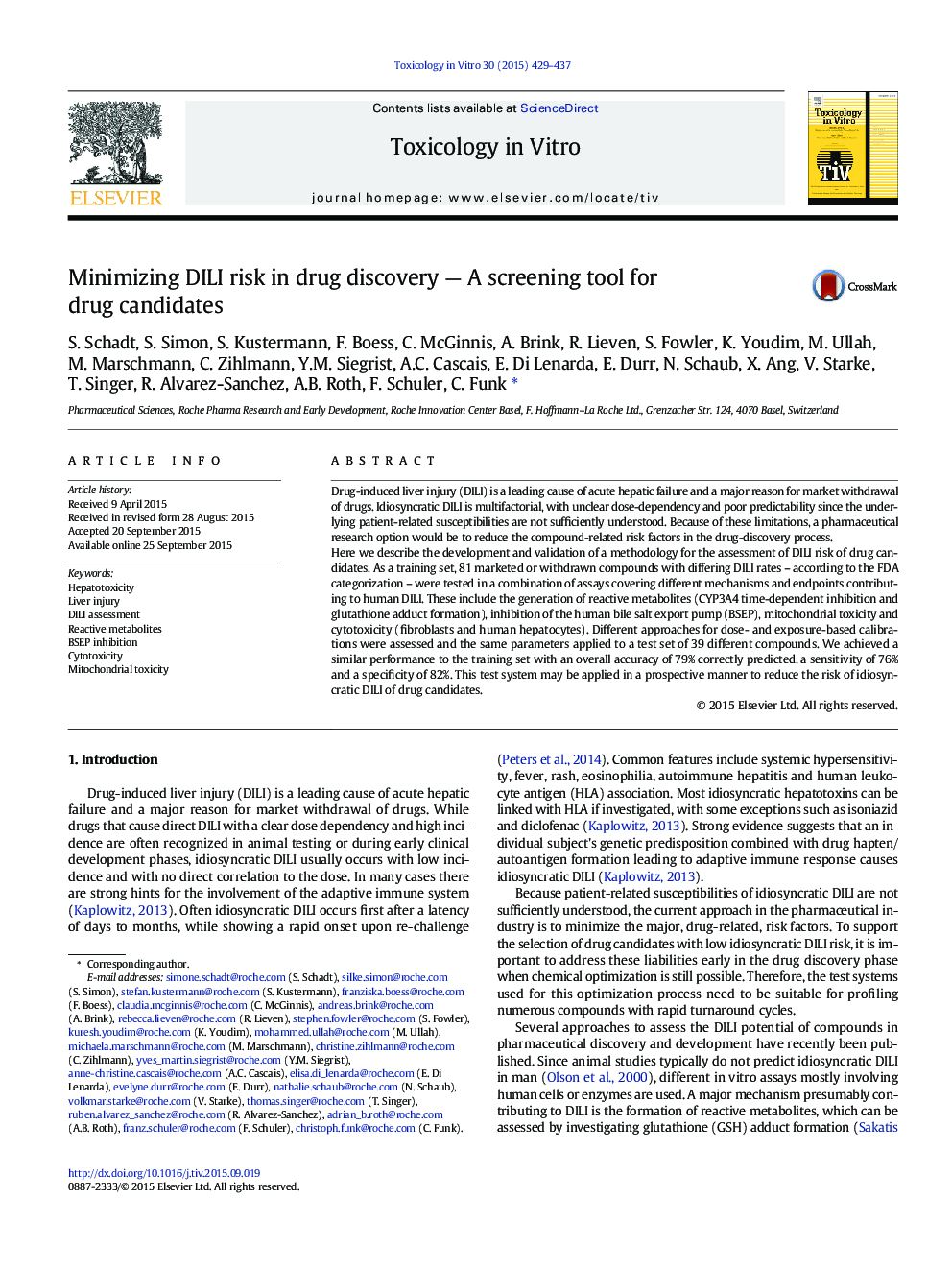 Minimizing DILI risk in drug discovery — A screening tool for drug candidates