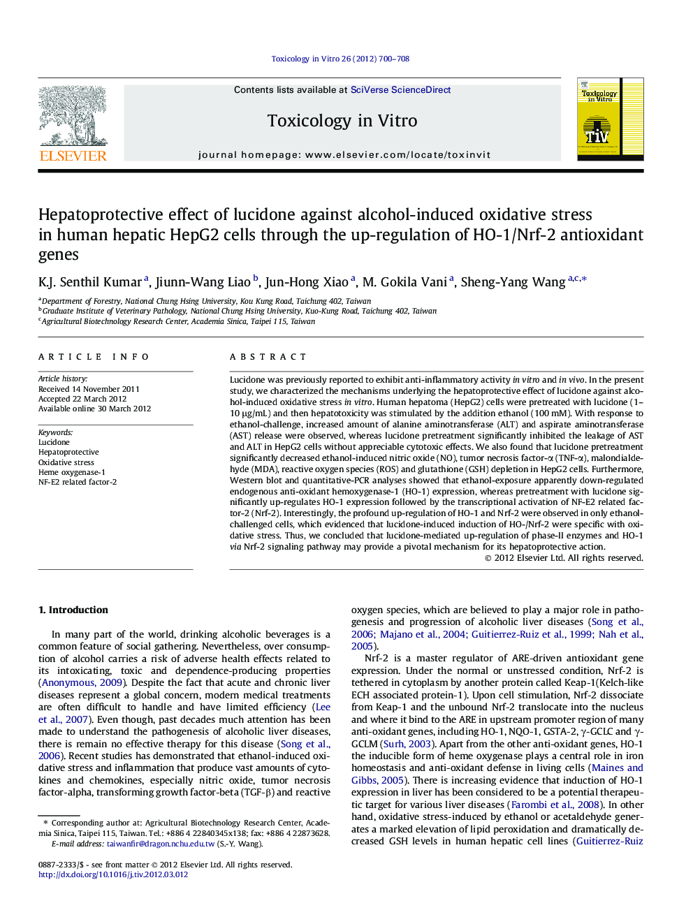 Hepatoprotective effect of lucidone against alcohol-induced oxidative stress in human hepatic HepG2 cells through the up-regulation of HO-1/Nrf-2 antioxidant genes