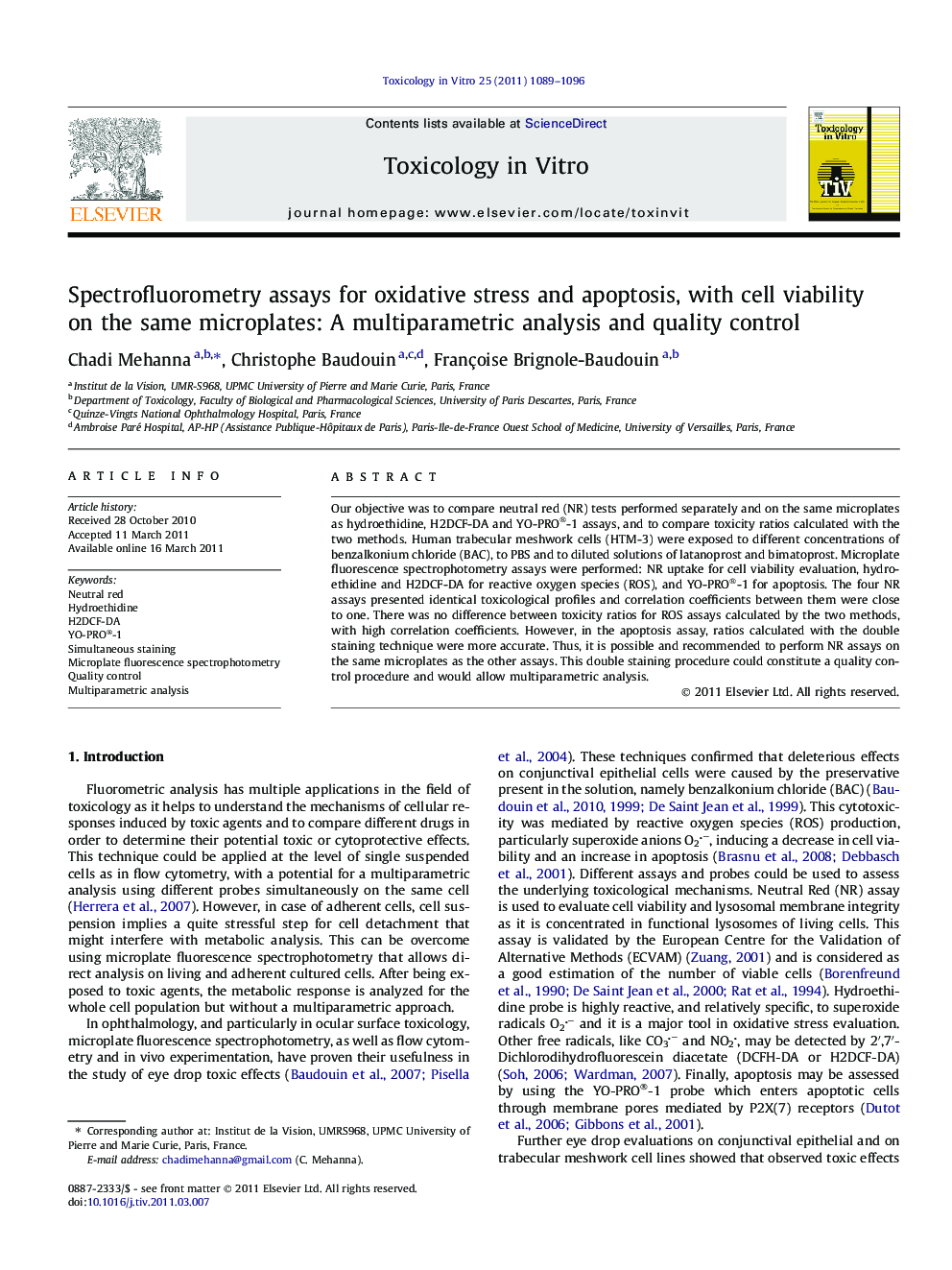 Spectrofluorometry assays for oxidative stress and apoptosis, with cell viability on the same microplates: A multiparametric analysis and quality control