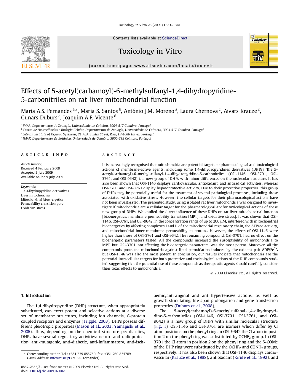 Effects of 5-acetyl(carbamoyl)-6-methylsulfanyl-1,4-dihydropyridine-5-carbonitriles on rat liver mitochondrial function