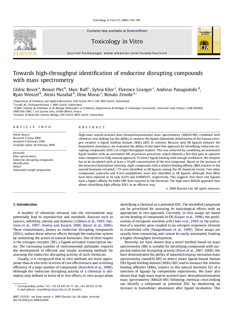 Towards high-throughput identification of endocrine disrupting compounds with mass spectrometry