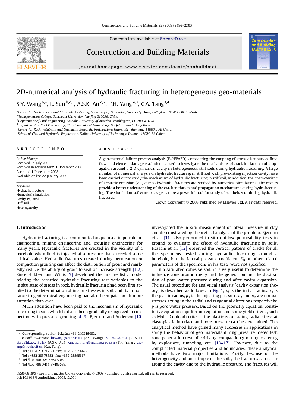 2D-numerical analysis of hydraulic fracturing in heterogeneous geo-materials