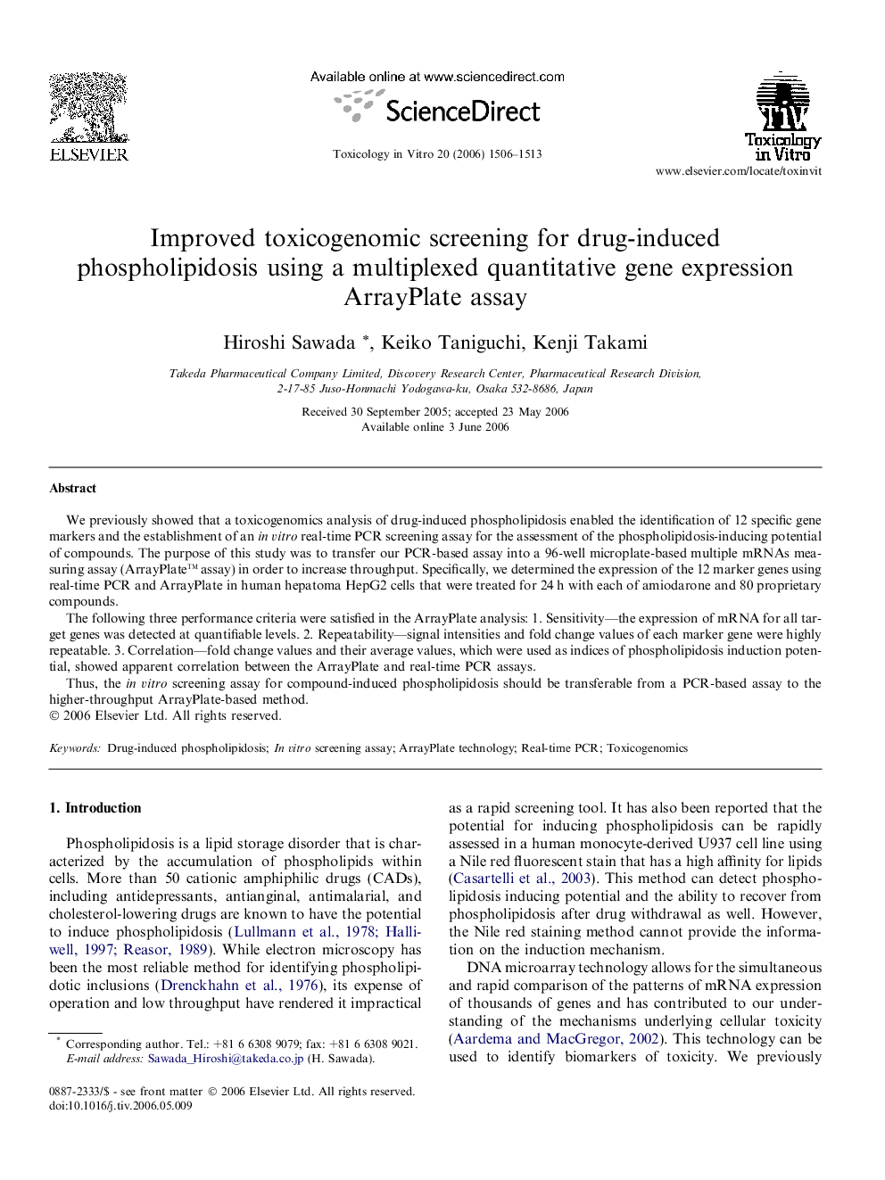 Improved toxicogenomic screening for drug-induced phospholipidosis using a multiplexed quantitative gene expression ArrayPlate assay