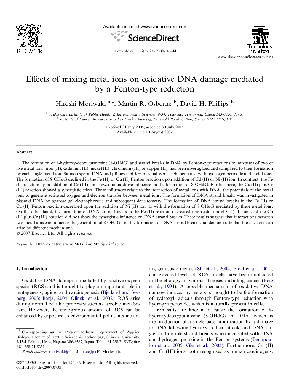 Effects of mixing metal ions on oxidative DNA damage mediated by a Fenton-type reduction