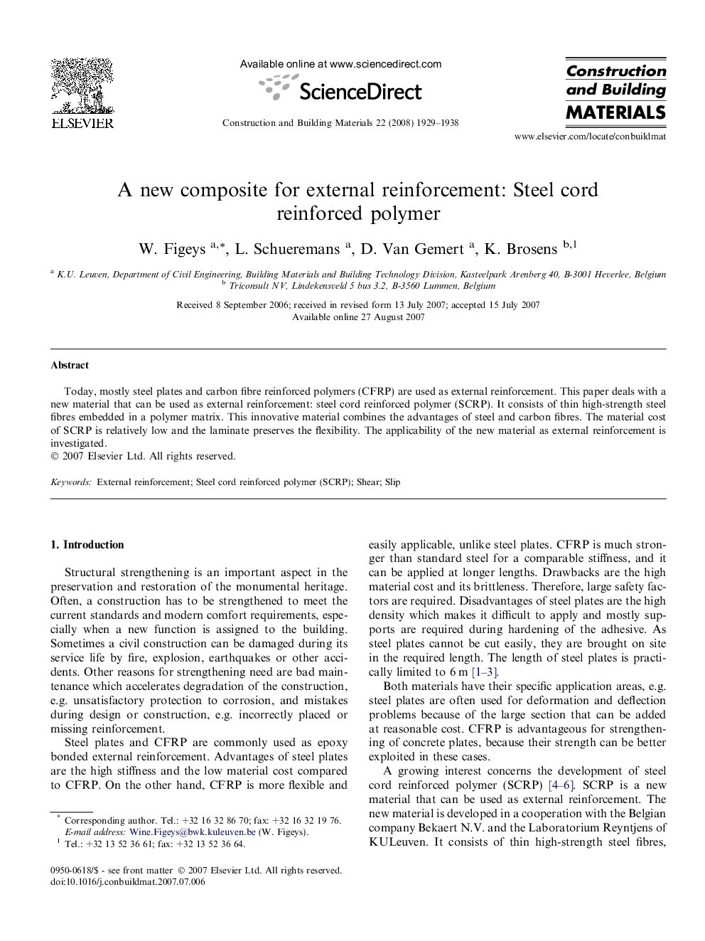 A new composite for external reinforcement: Steel cord reinforced polymer