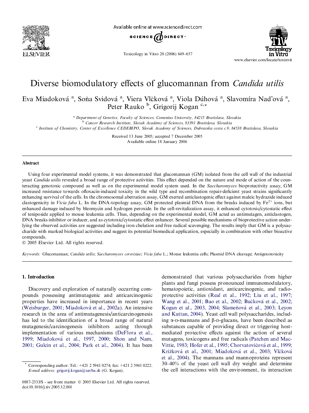 Diverse biomodulatory effects of glucomannan from Candida utilis