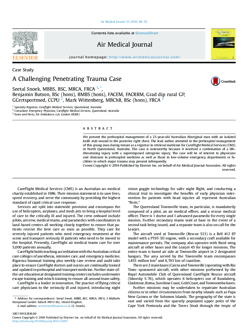 A Challenging Penetrating Trauma Case