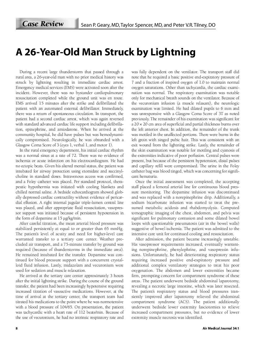 A 26-Year-Old Man Struck by Lightning