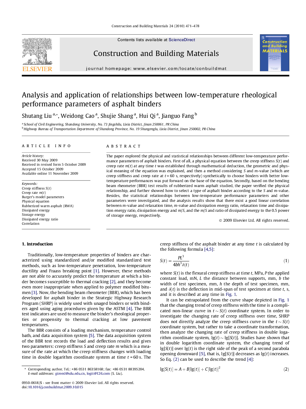 Analysis and application of relationships between low-temperature rheological performance parameters of asphalt binders