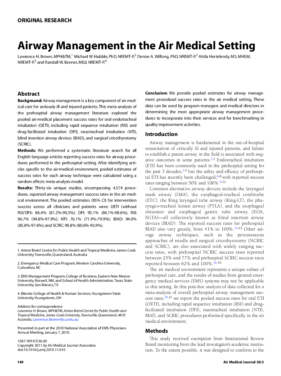 Airway Management in the Air Medical Setting 