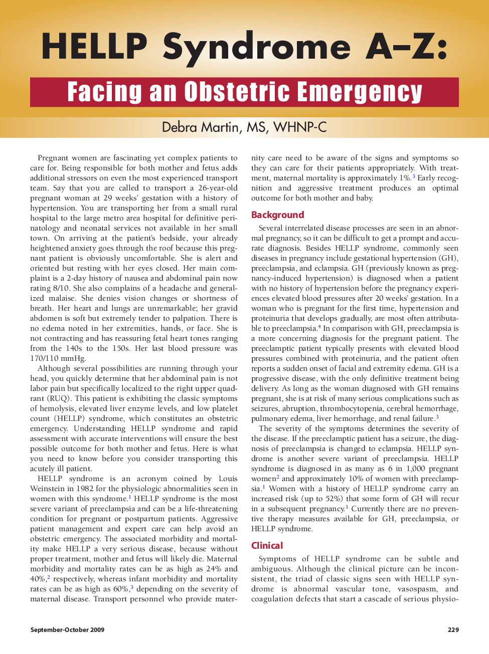 HELLP Syndrome A-Z: Facing an Obstetric Emergency