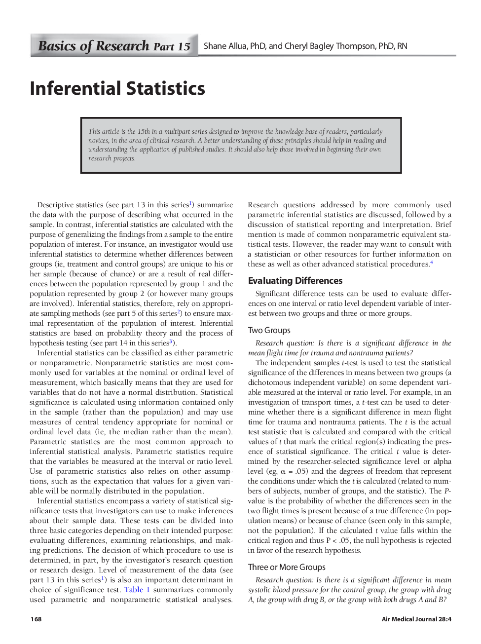 Inferential Statistics