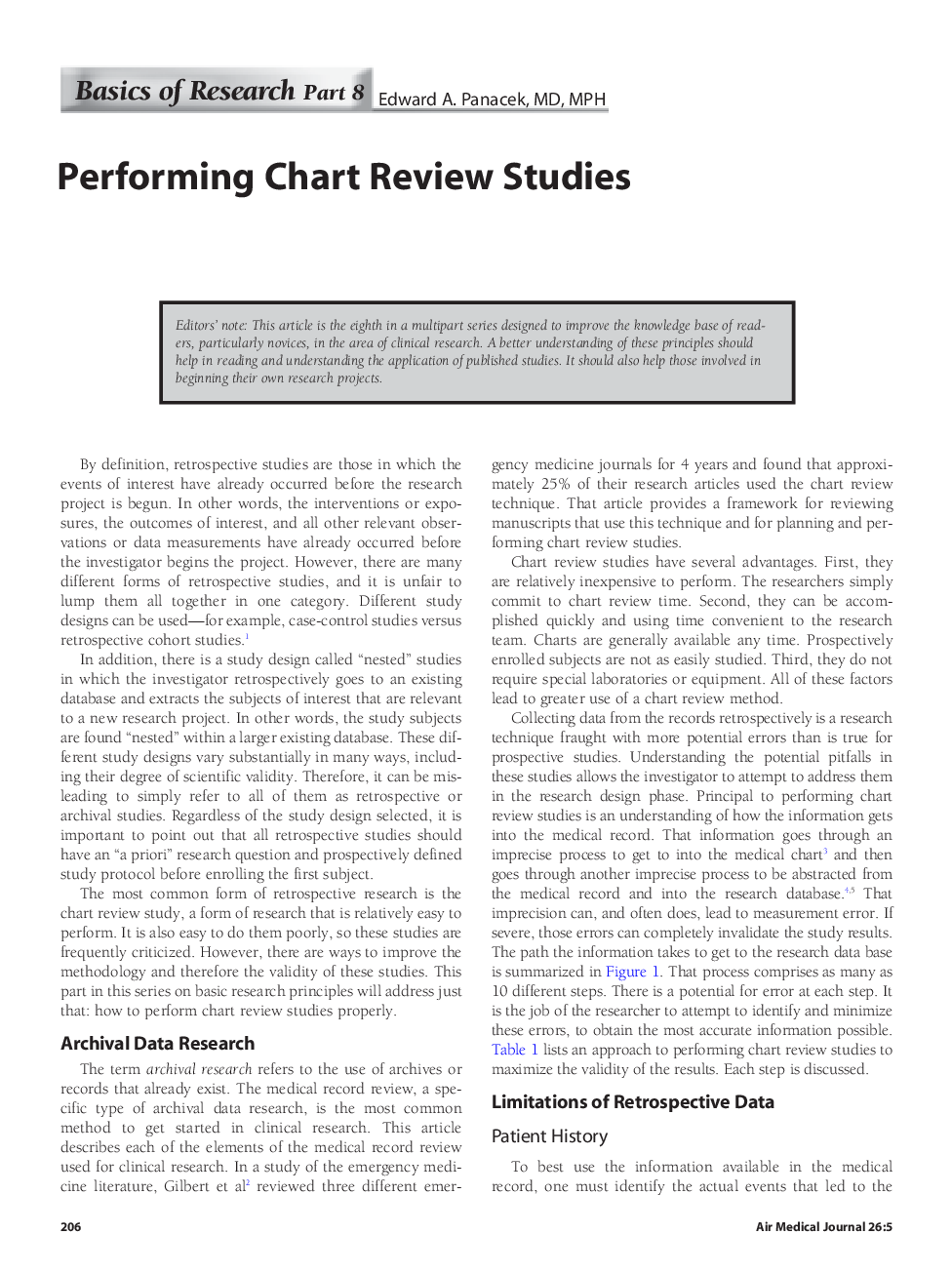 Performing chart review studies
