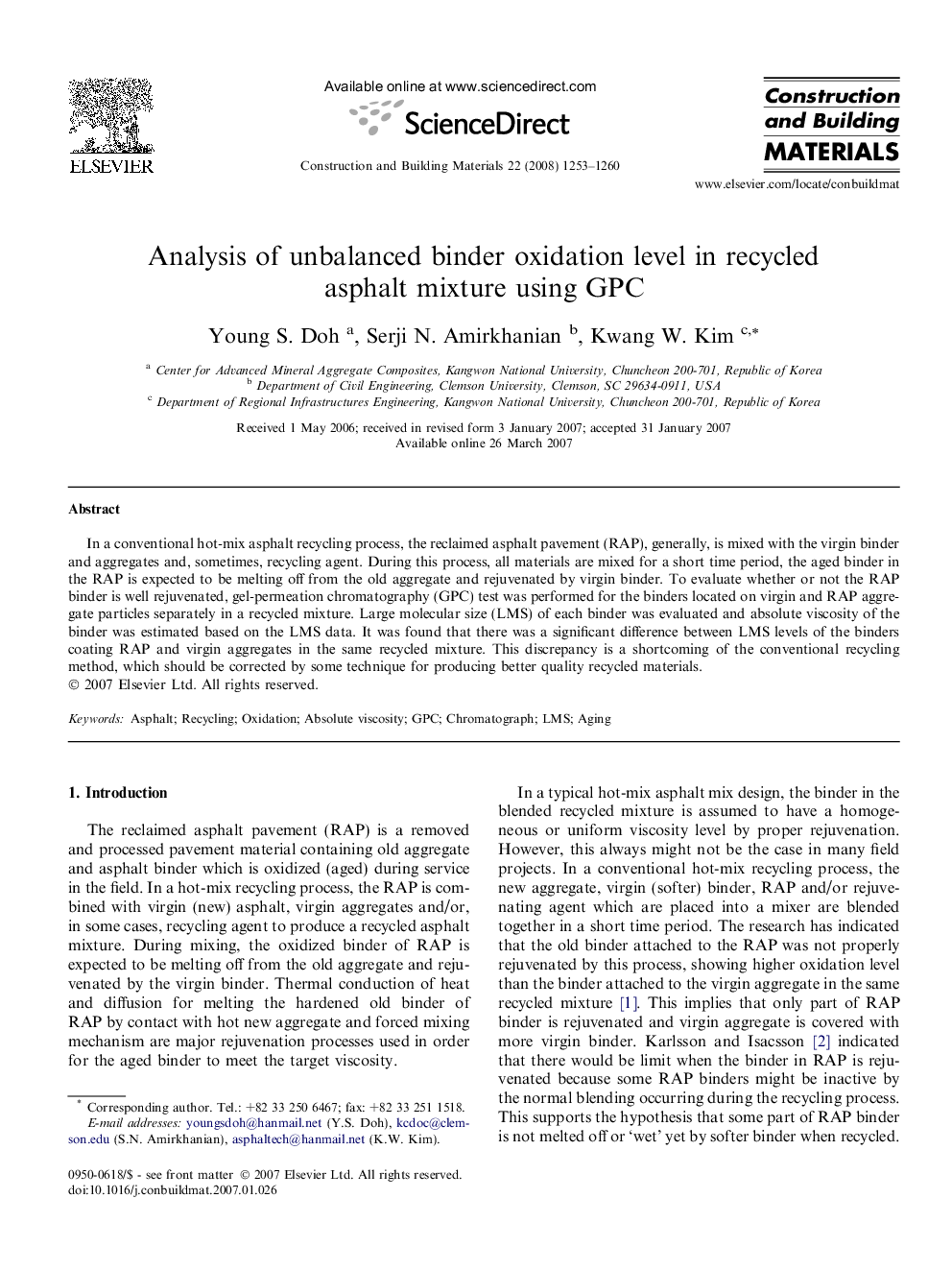 Analysis of unbalanced binder oxidation level in recycled asphalt mixture using GPC