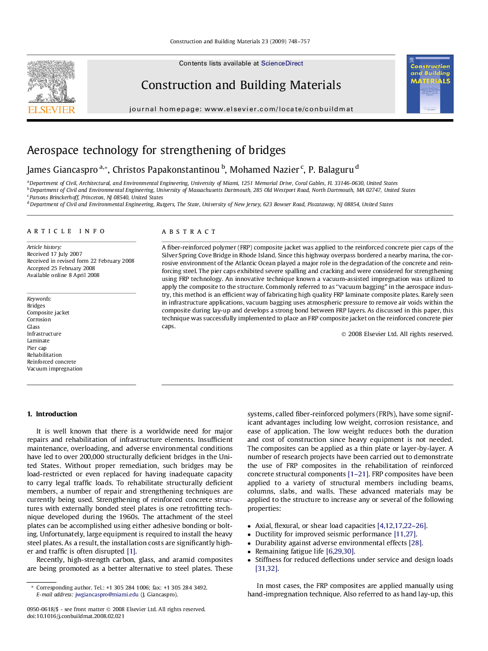 Aerospace technology for strengthening of bridges