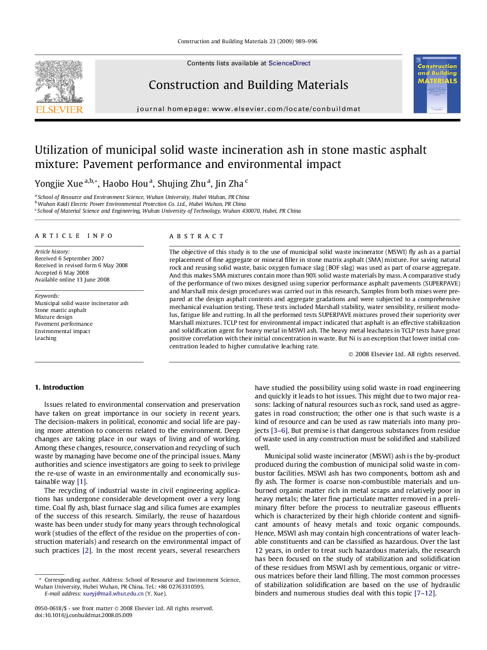 Utilization of municipal solid waste incineration ash in stone mastic asphalt mixture: Pavement performance and environmental impact