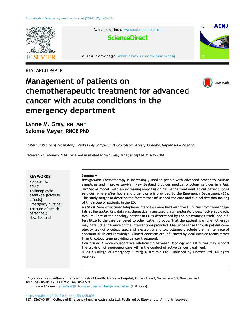 Management of patients on chemotherapeutic treatment for advanced cancer with acute conditions in the emergency department