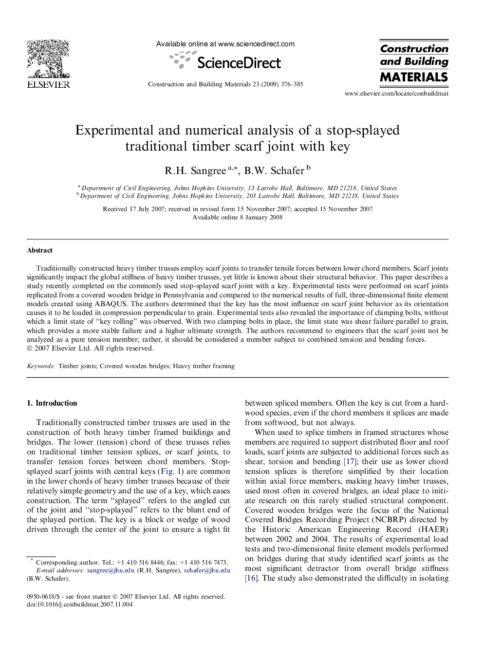 Experimental and numerical analysis of a stop-splayed traditional timber scarf joint with key