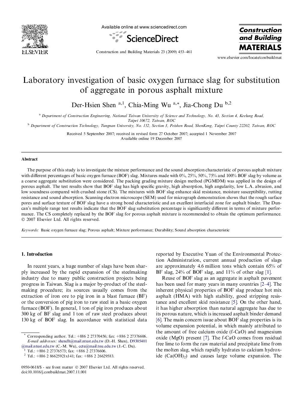 Laboratory investigation of basic oxygen furnace slag for substitution of aggregate in porous asphalt mixture