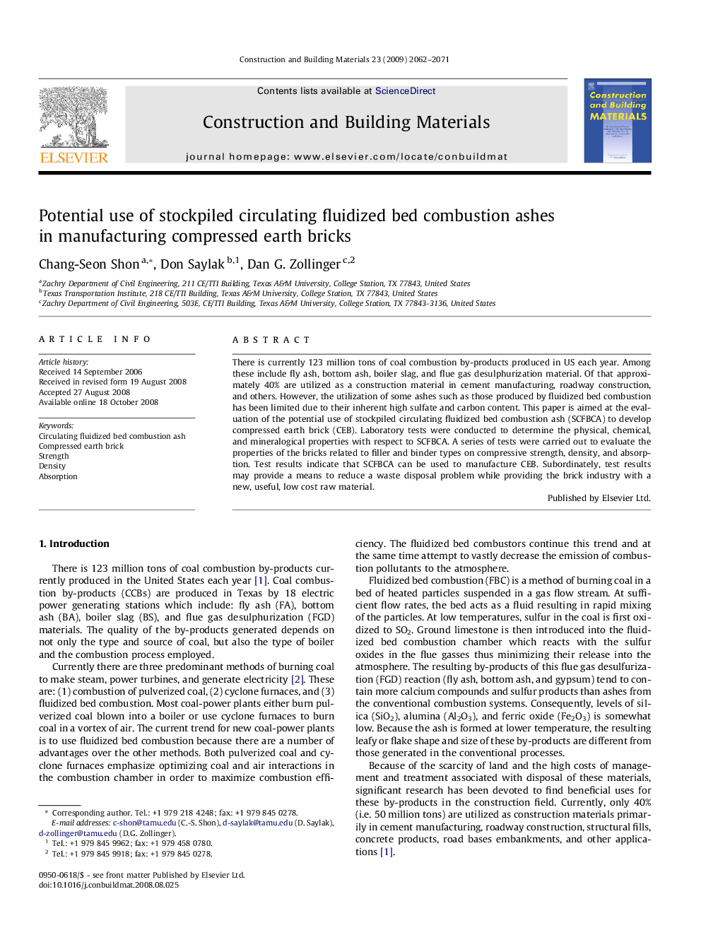 Potential use of stockpiled circulating fluidized bed combustion ashes in manufacturing compressed earth bricks