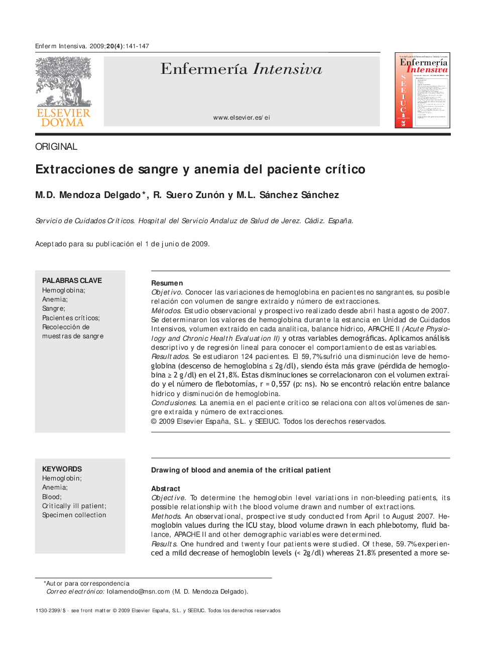 Extracciones de sangre y anemia del paciente crÃ­tico