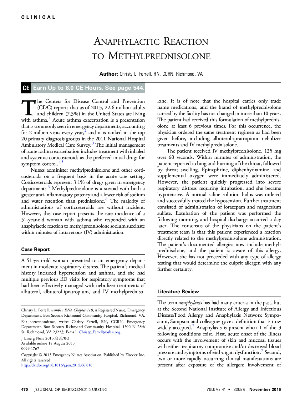 Anaphylactic Reaction to Methylprednisolone