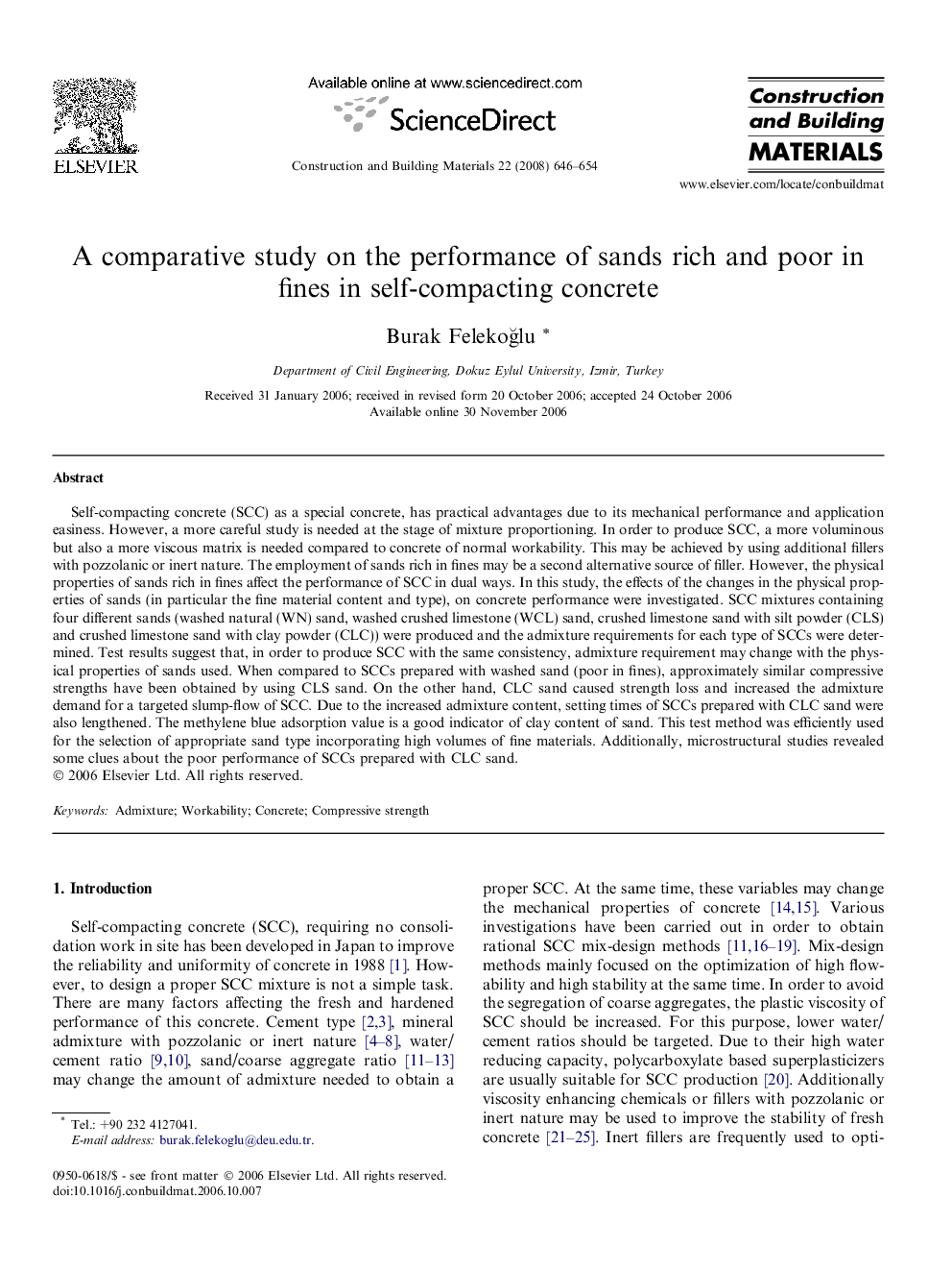 A comparative study on the performance of sands rich and poor in fines in self-compacting concrete