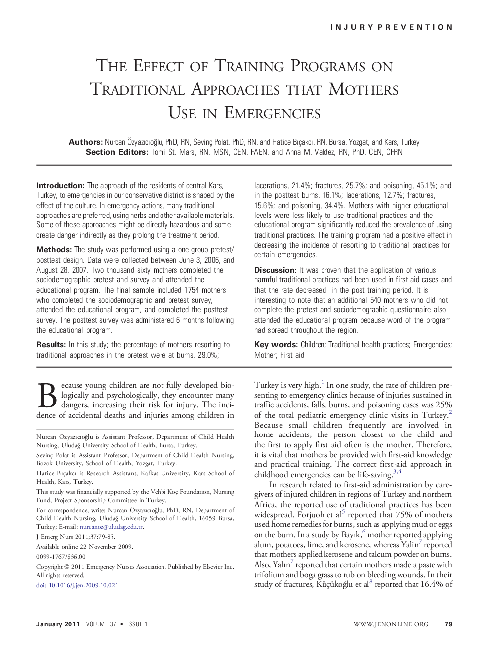 The Effect of Training Programs on Traditional Approaches that Mothers Use in Emergencies 