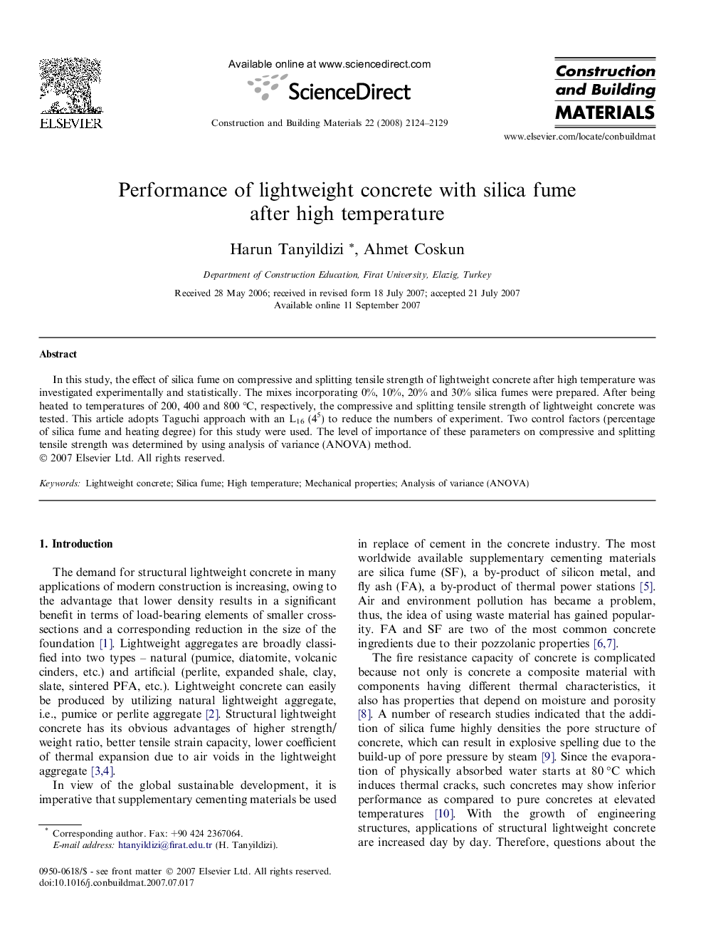 Performance of lightweight concrete with silica fume after high temperature