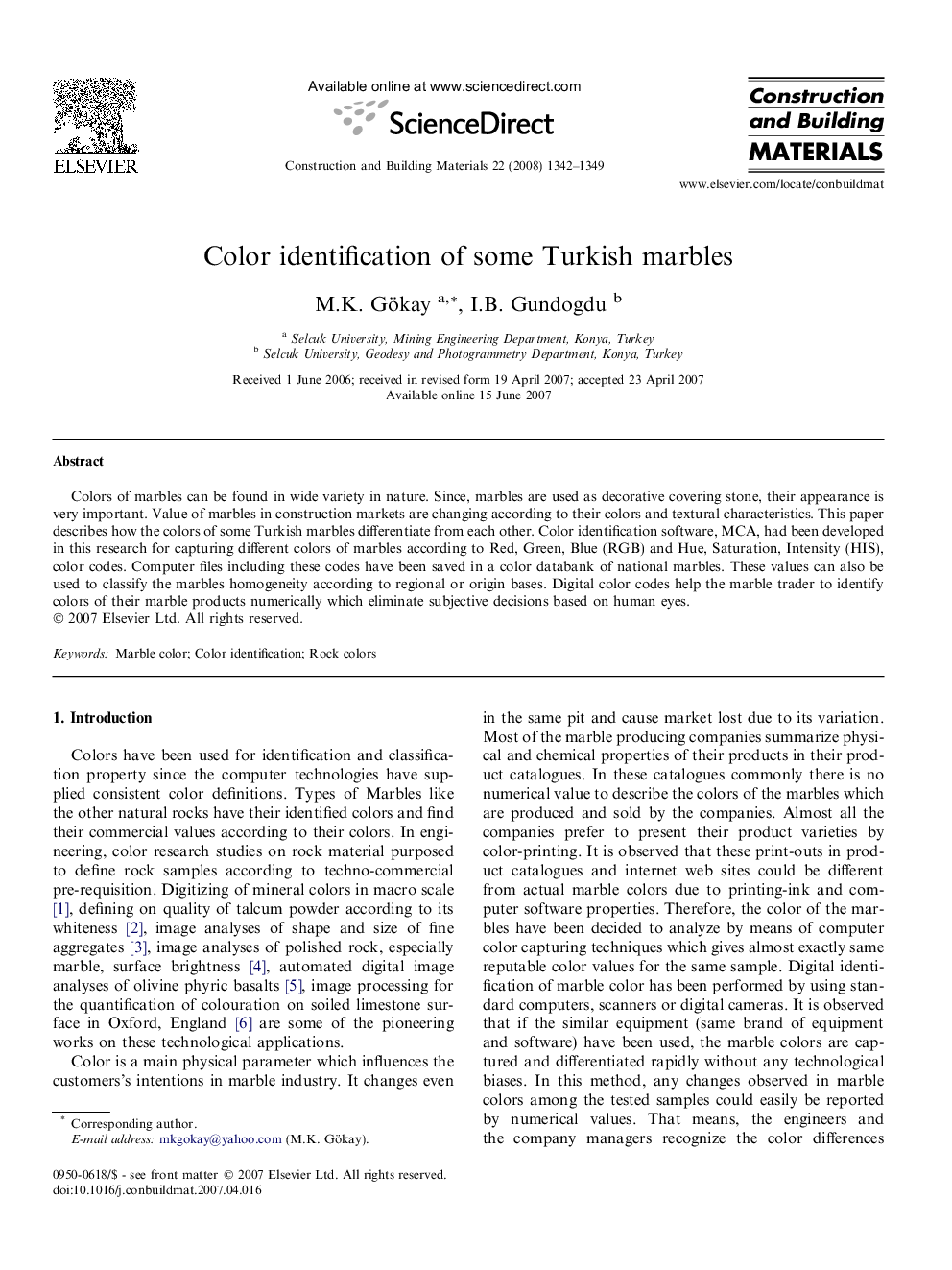 Color identification of some Turkish marbles