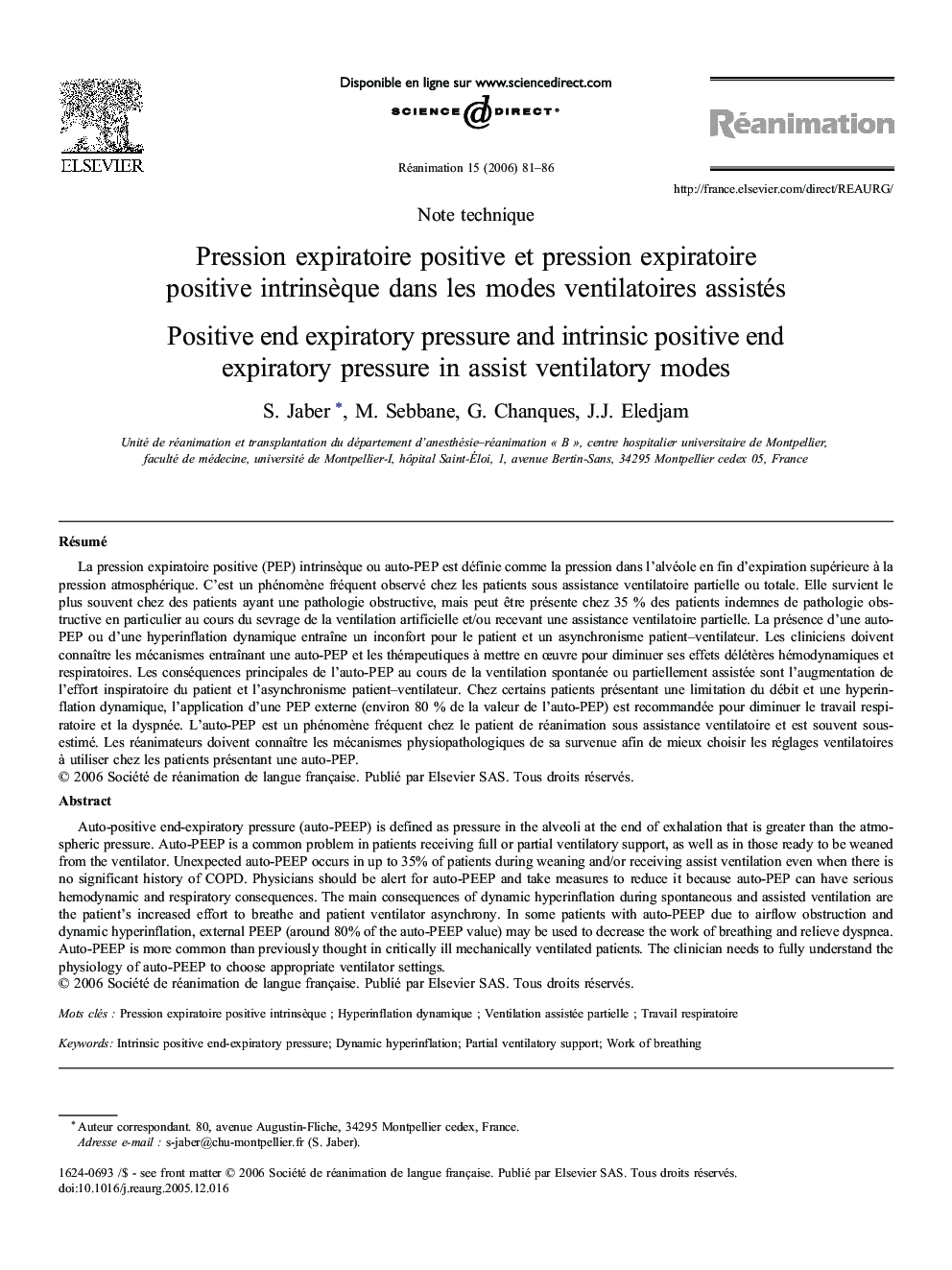 Pression expiratoire positive etÂ pression expiratoire positive intrinsÃ¨que dansÂ lesÂ modes ventilatoires assistés