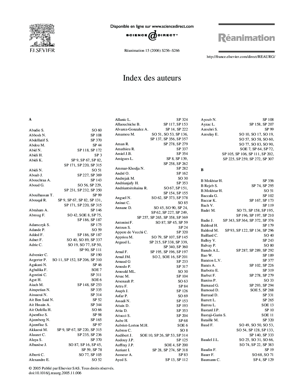 Index des auteurs