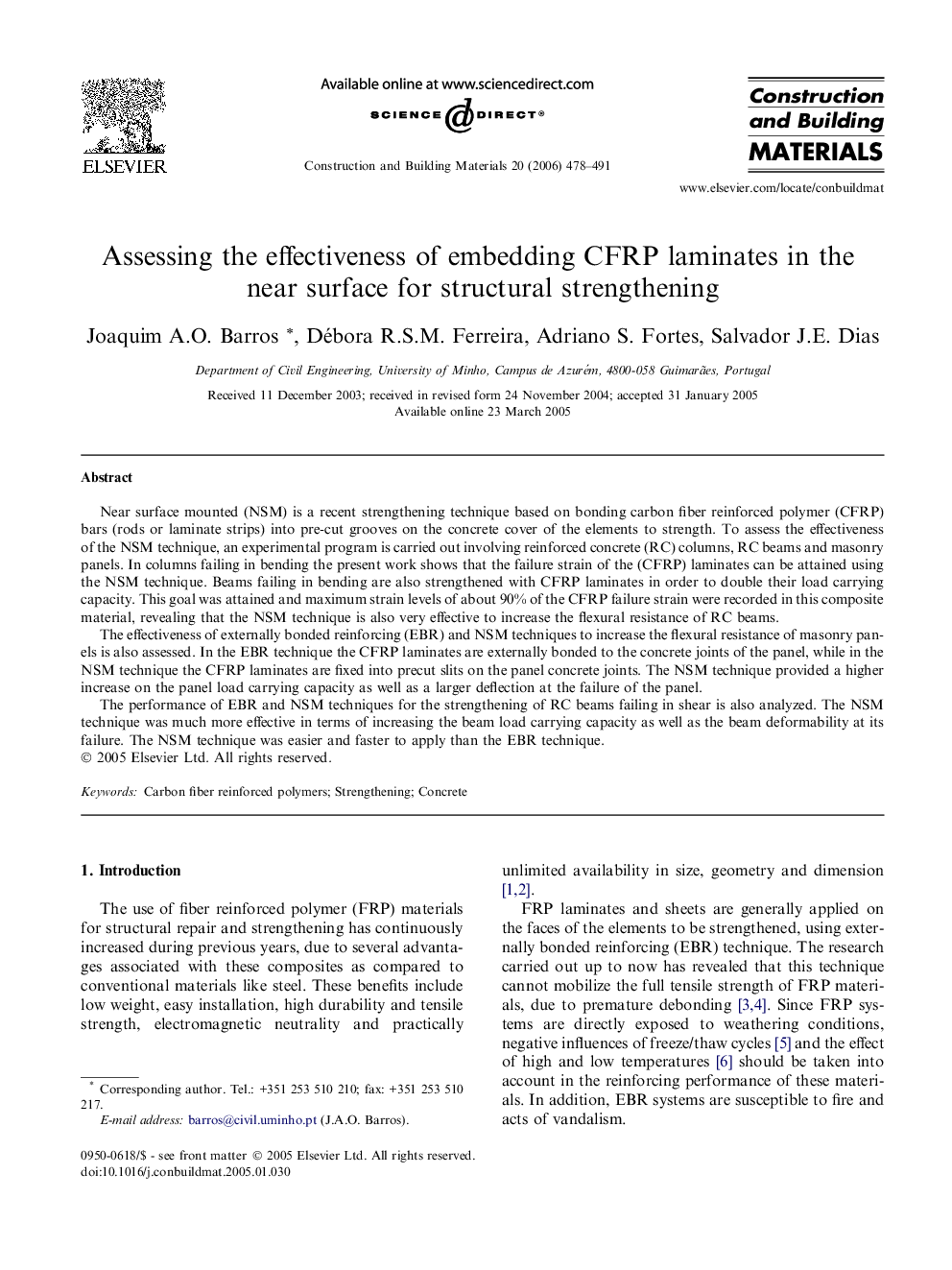 Assessing the effectiveness of embedding CFRP laminates in the near surface for structural strengthening