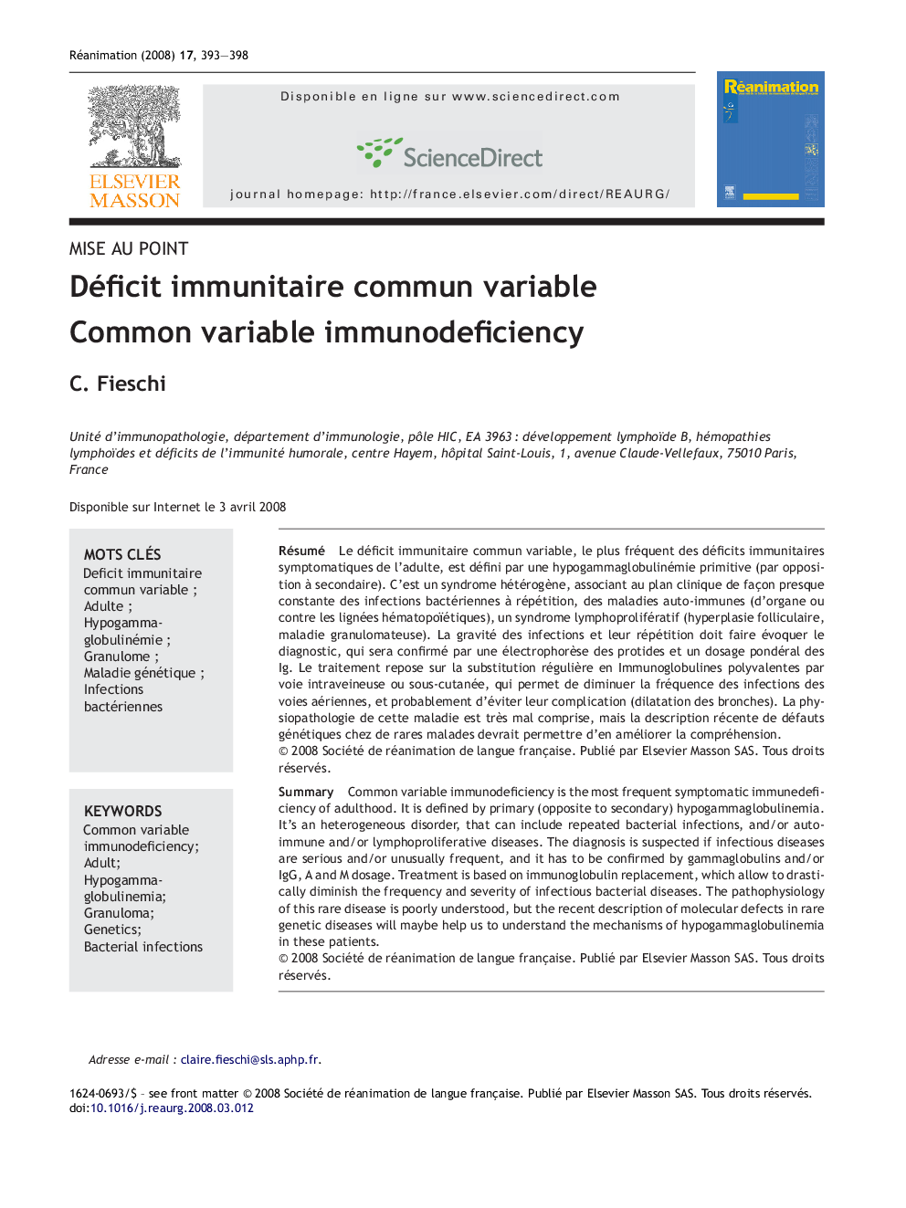 Déficit immunitaire commun variable