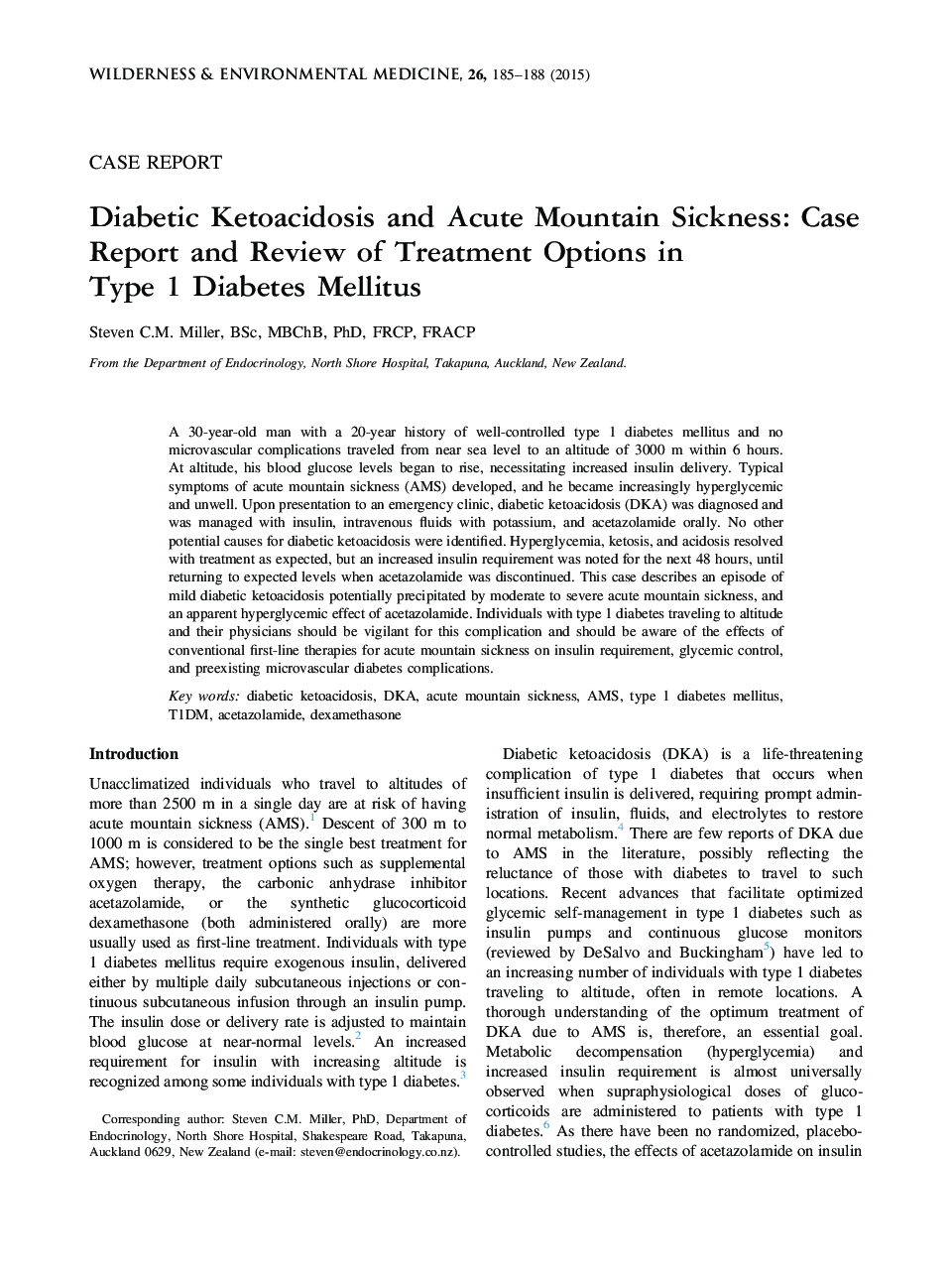 کتواسیدوز دیابتی و بیماری حاد کوهستان: گزارش موردی و مرور گزینه های درمان در دیابت نوع 1