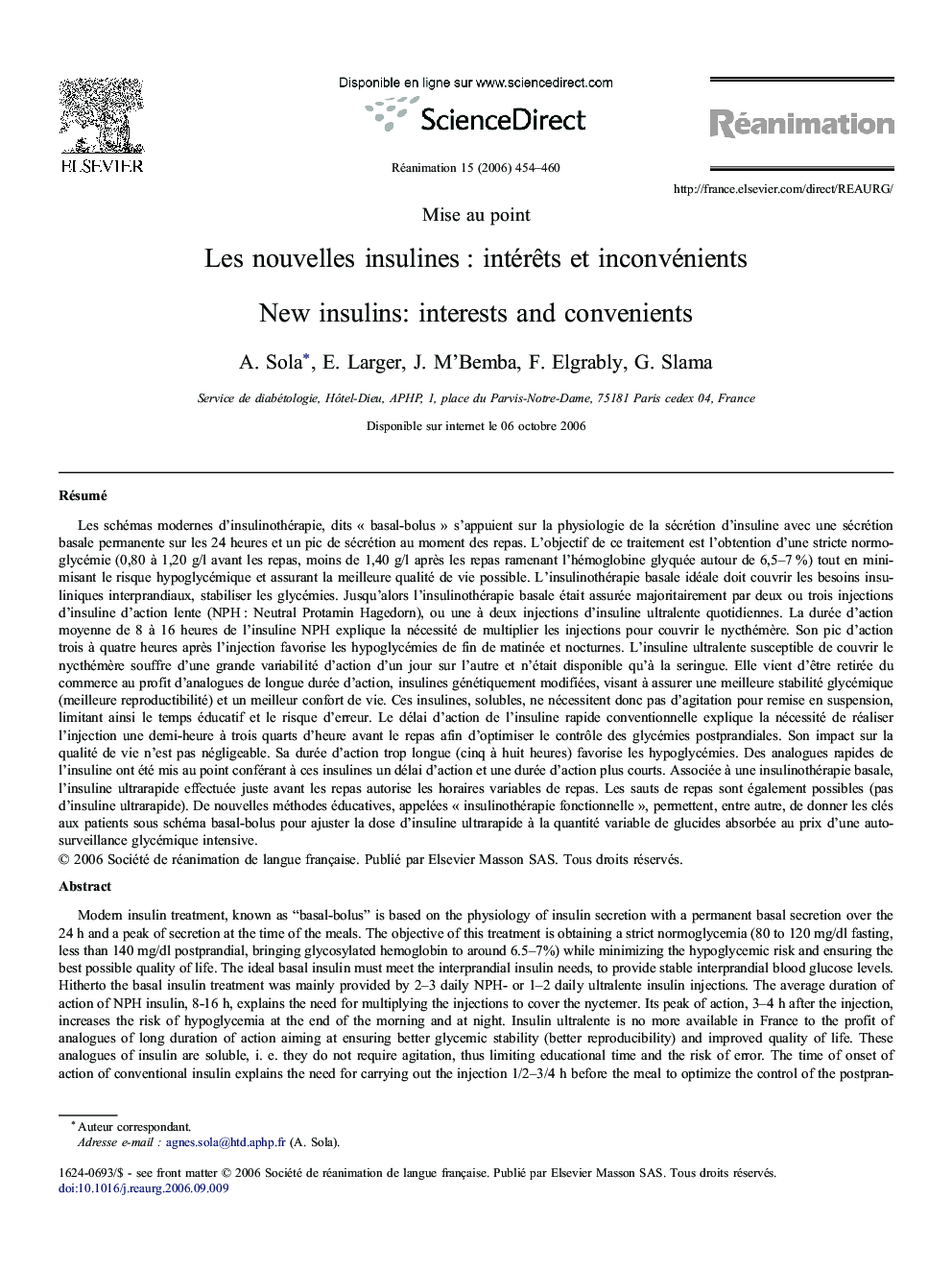 Les nouvelles insulinesÂ : intérÃªts etÂ inconvénients