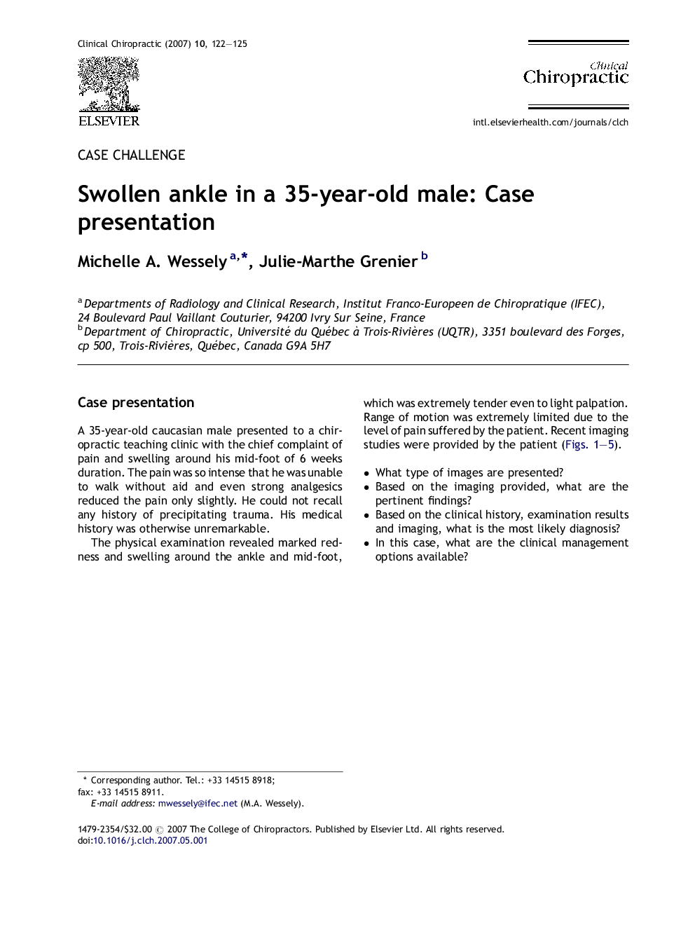 Swollen ankle in a 35-year-old male: Case presentation