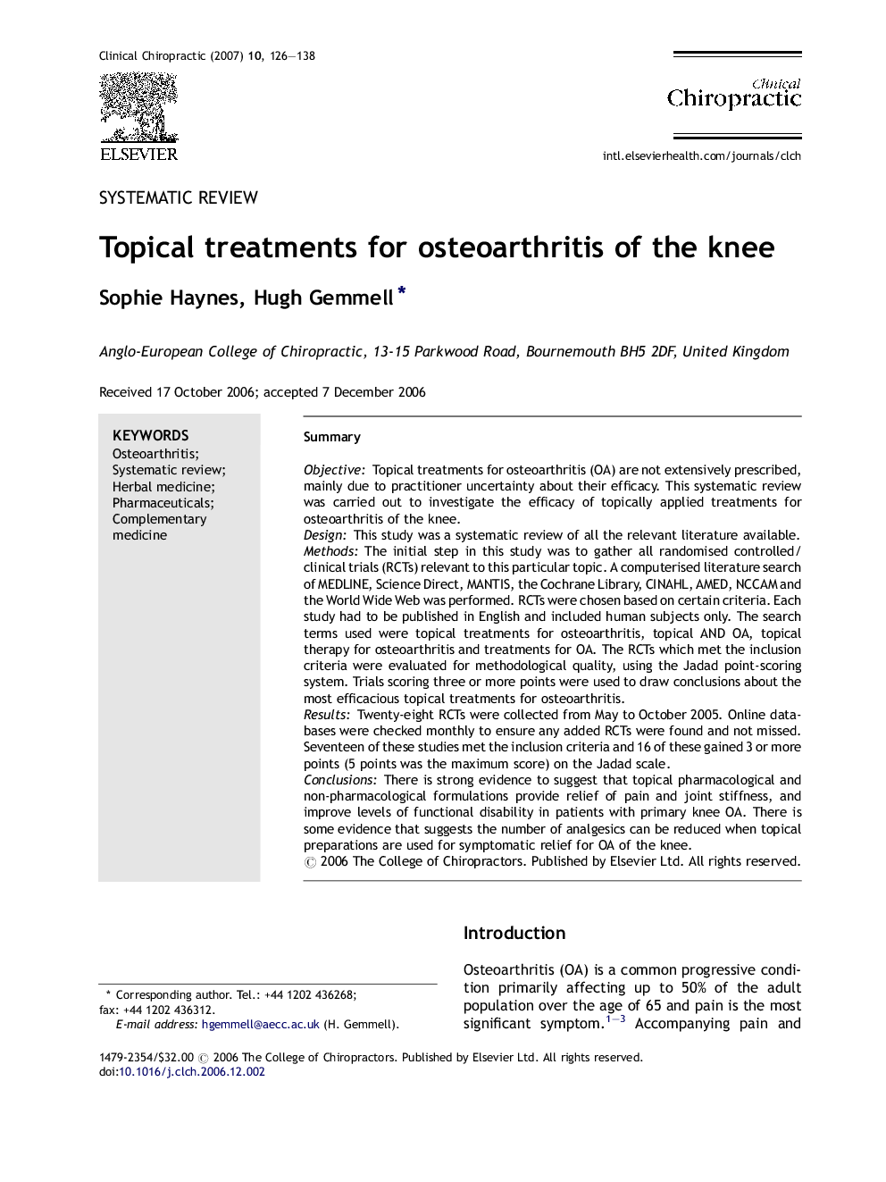 Topical treatments for osteoarthritis of the knee