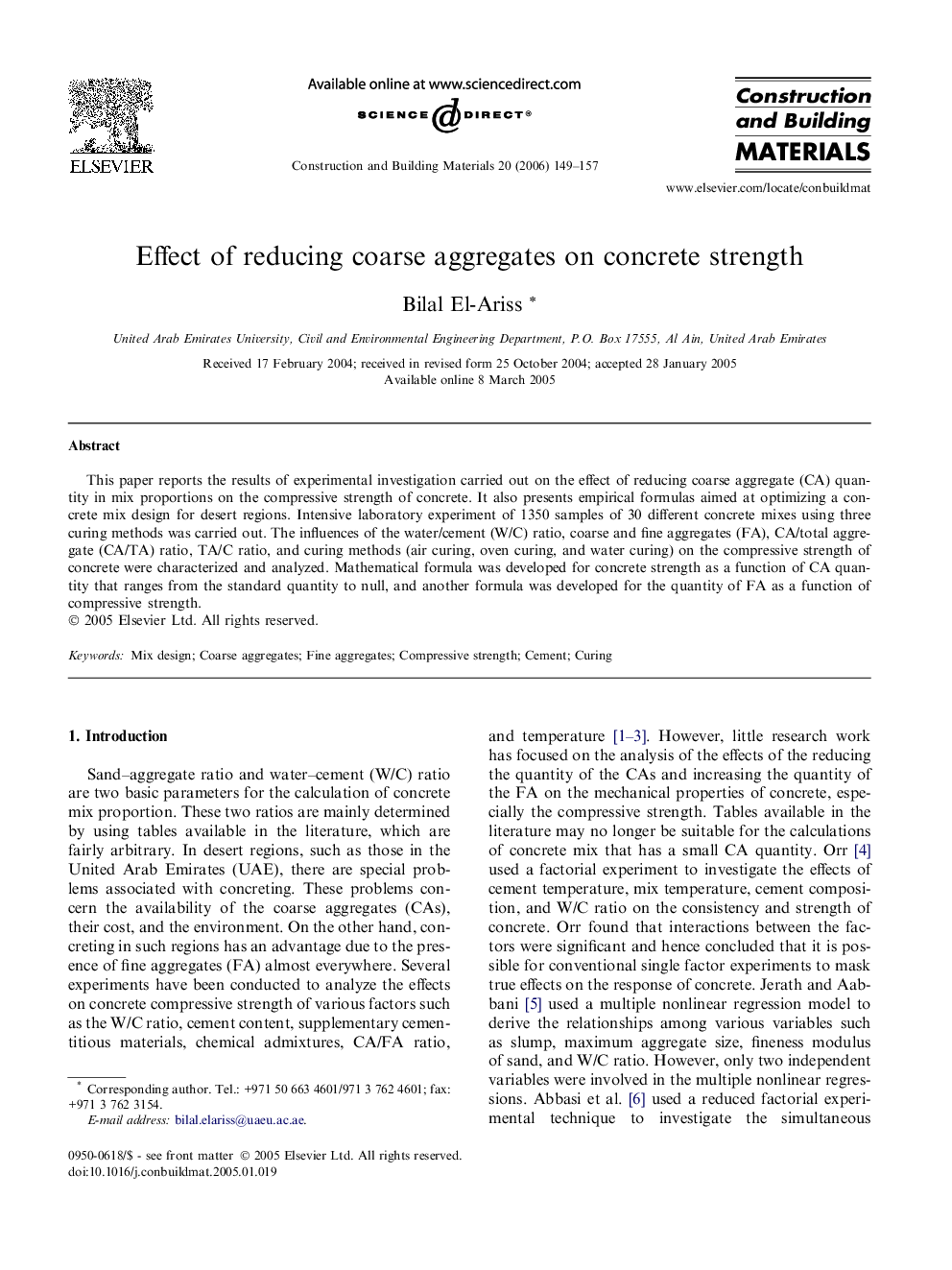 Effect of reducing coarse aggregates on concrete strength