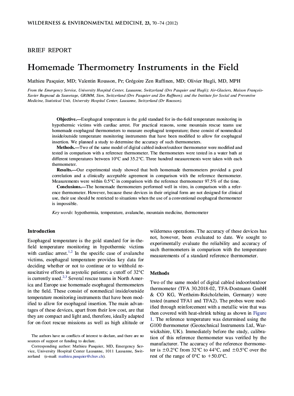 Homemade Thermometry Instruments in the Field