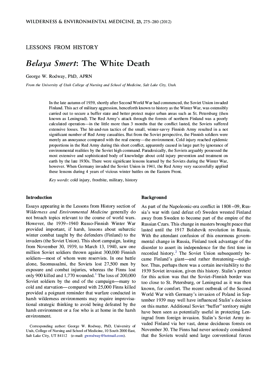 Belaya Smert: The White Death