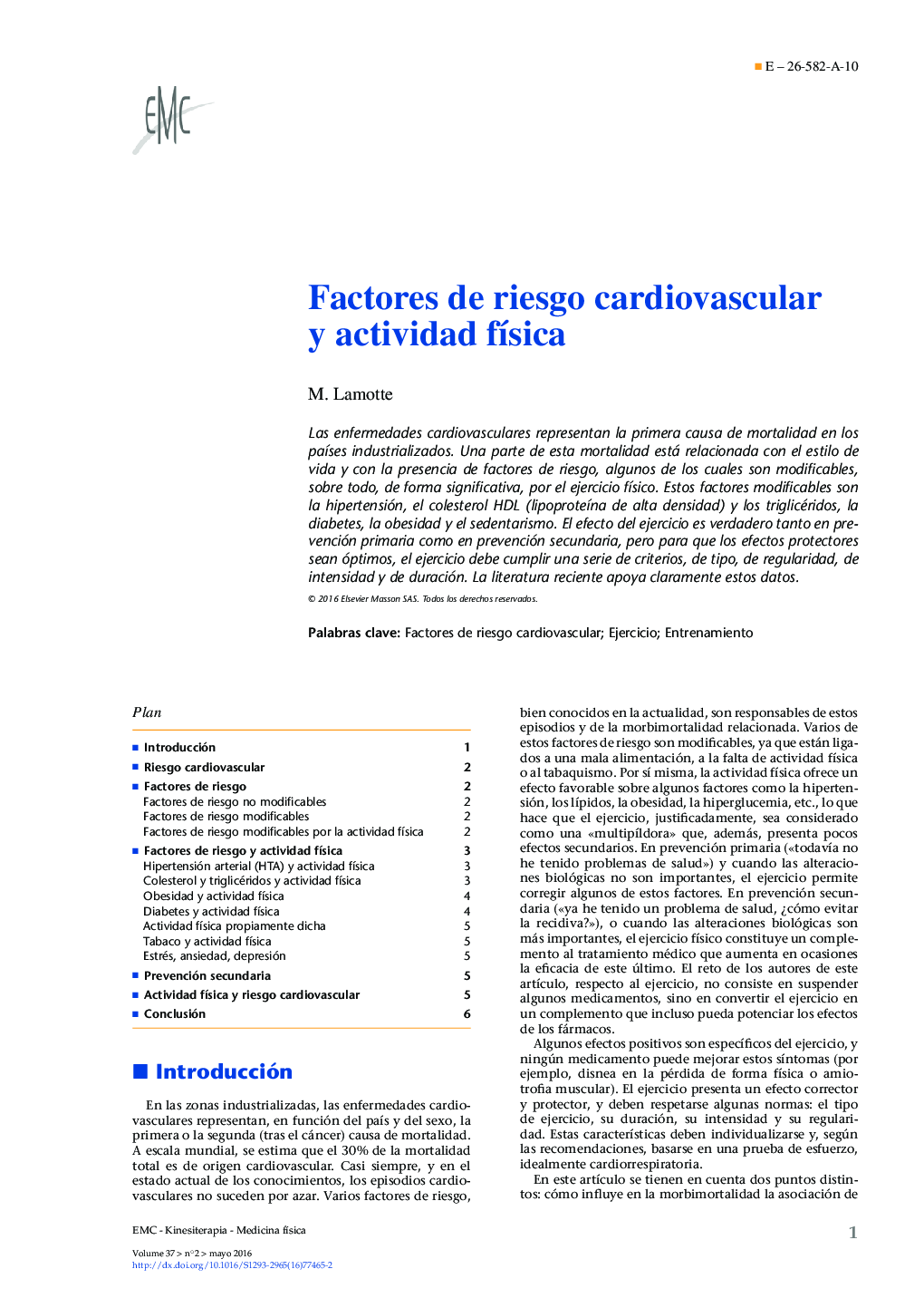 Factores de riesgo cardiovascular y actividad fÃ­sica