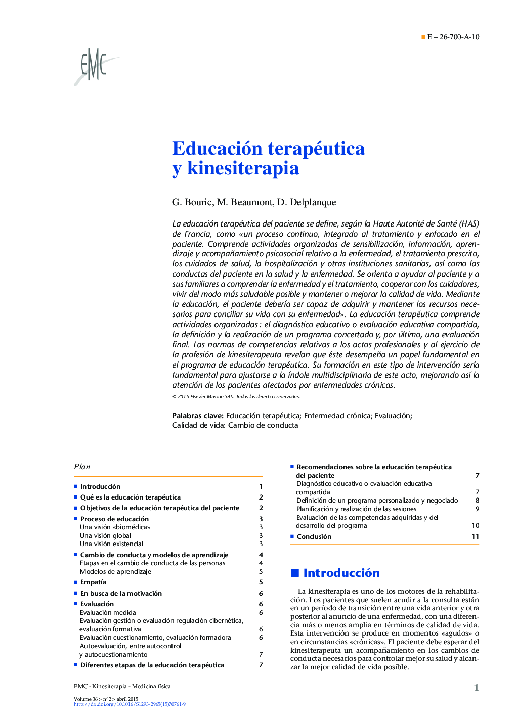 Educación terapéutica y kinesiterapia