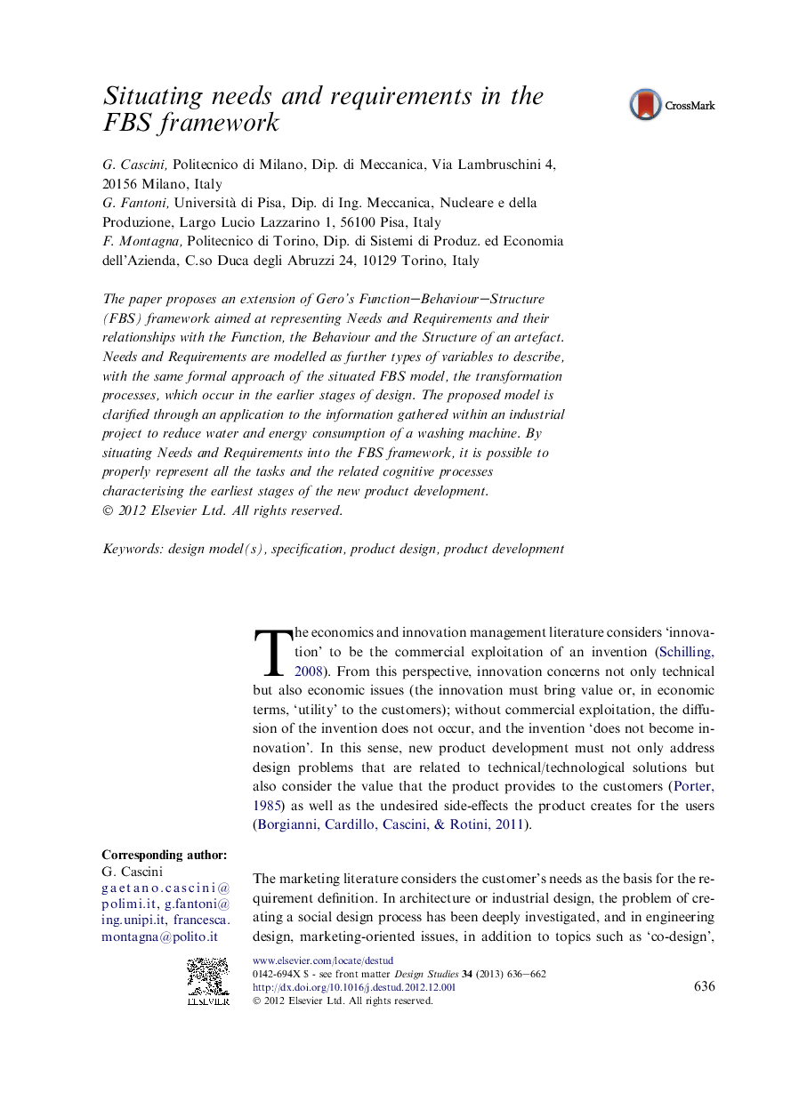 Situating needs and requirements in the FBS framework